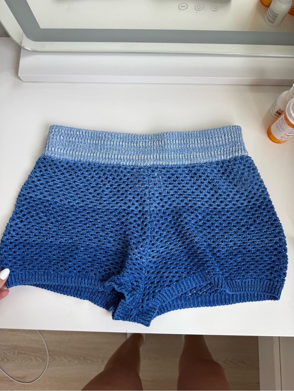SOLID & STRIPED Two-Tone Blue Knit Bike Shorts